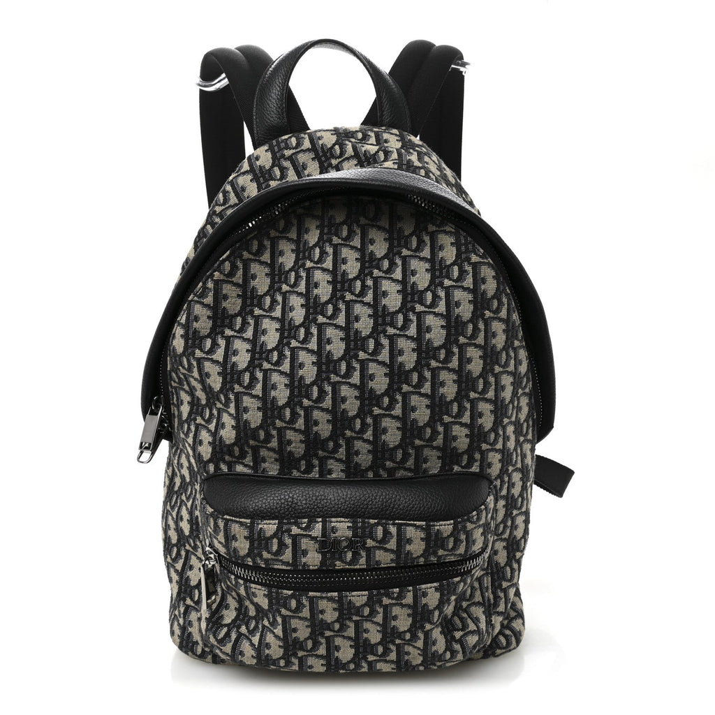 Oblique Calfskin Rider Kid's Backpack Beige Black