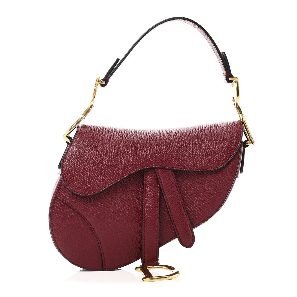 Grained Calfskin Mini Saddle Bag Red