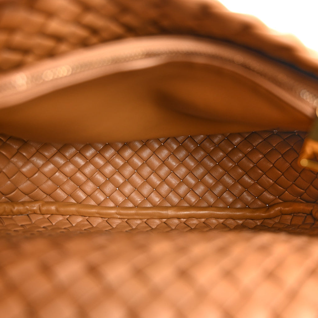 Nappa Intreccio Padded Small Cobble Shoulder Bag Caramel