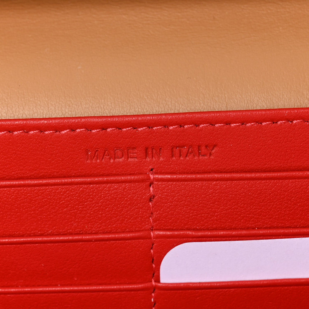 Calfskin Macaron Spiked Flap Wallet Cannelle