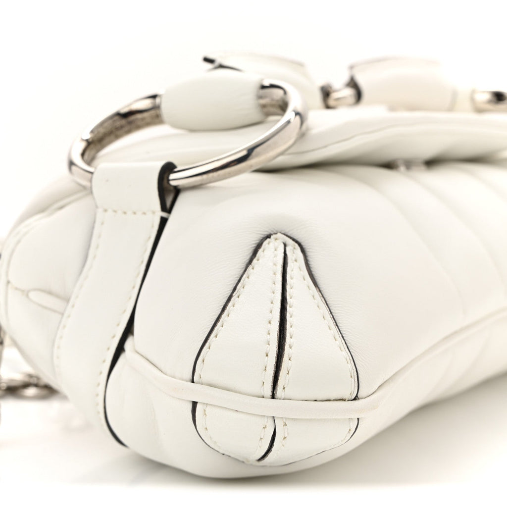 Nappa Vertical Matelasse Small Maxi Horsebit Chain Shoulder Bag Great White