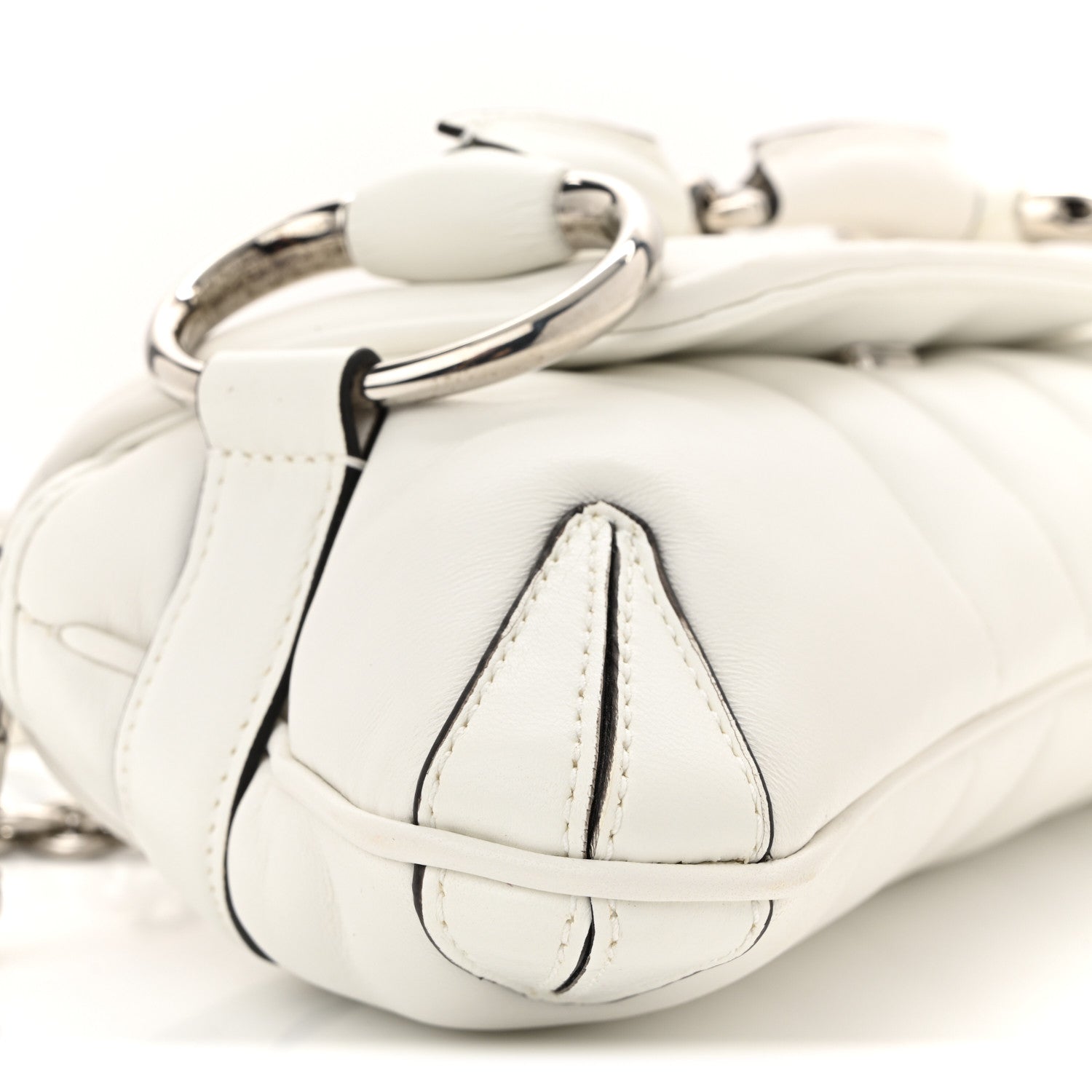 Nappa Vertical Matelasse Small Maxi Horsebit Chain Shoulder Bag Great White
