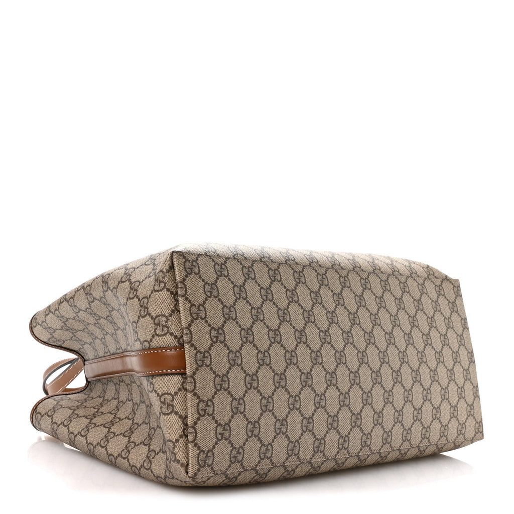 GG Supreme Monogram Emblem Large Tote Bag Beige Ebony Sundial