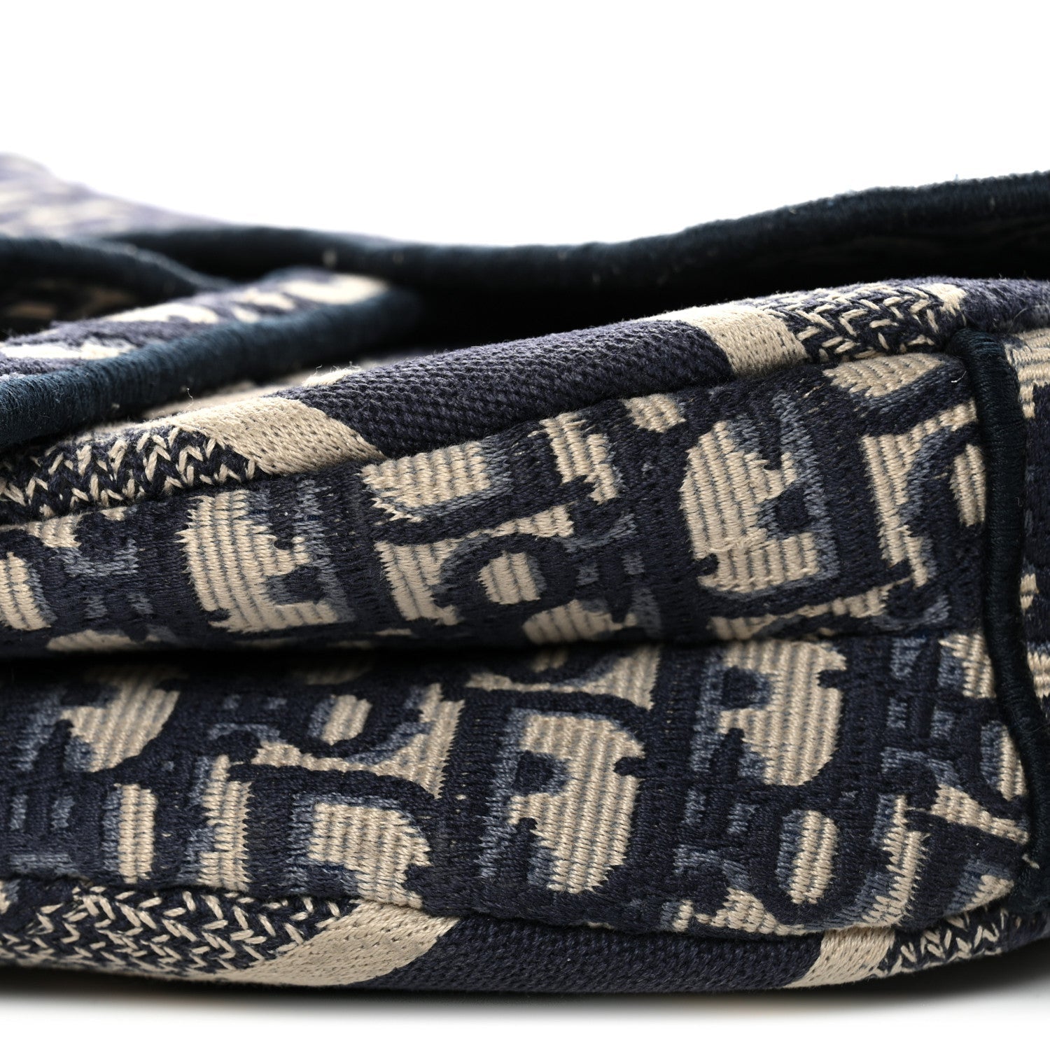Oblique Embroidered Saddle Bag Blue