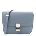 Liege Calfskin Medium Classic Box Flap Bag Slate Blue