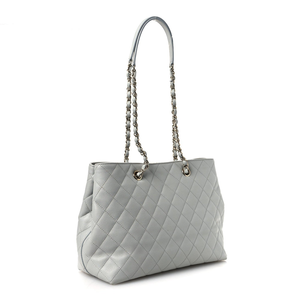 Caviar Quilted Shopping Tote Light Green