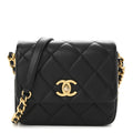 Lambskin Quilted Mini Side Note Flap Black