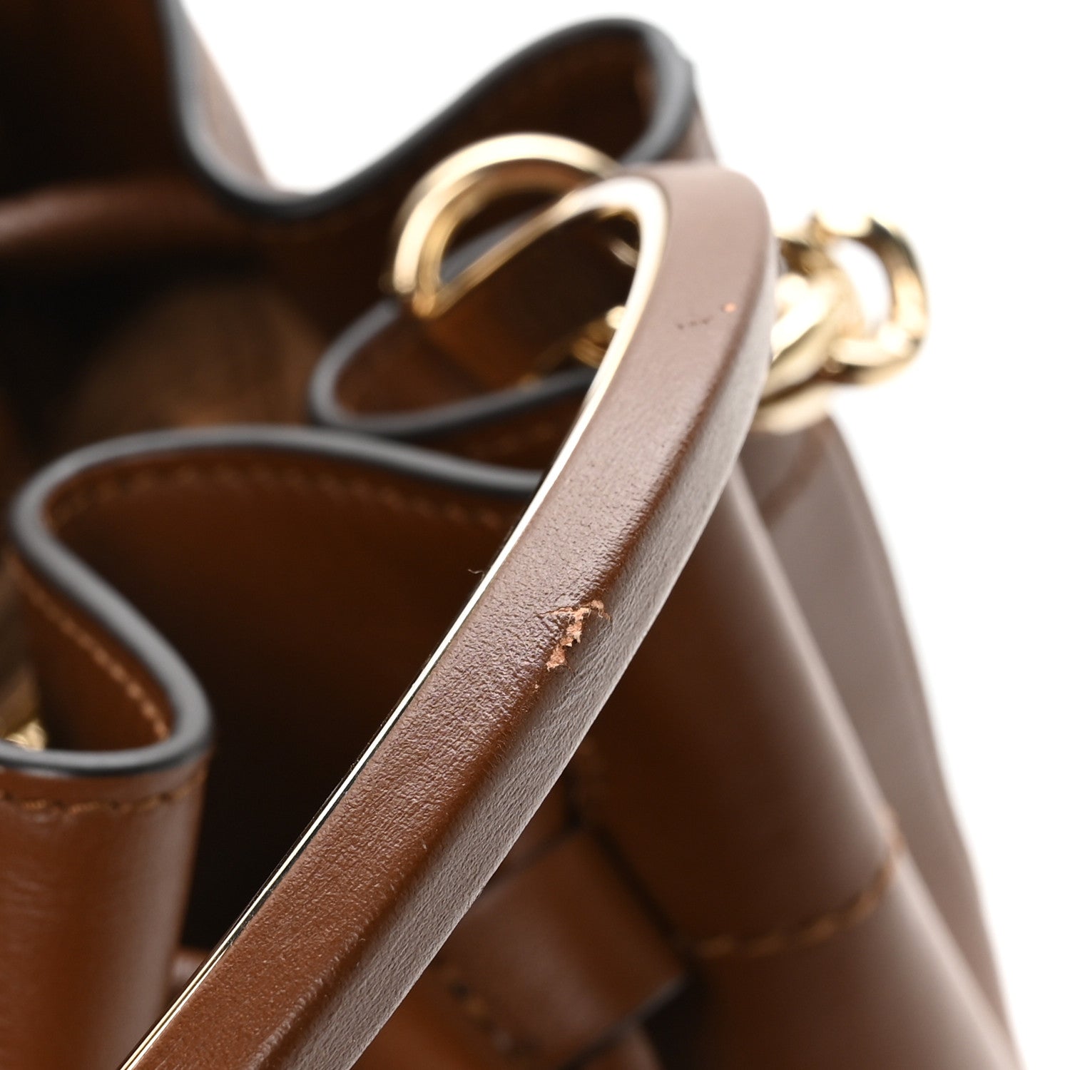 Smooth Shiny Calfskin Bon Bon Bucket Bag Dark Tan