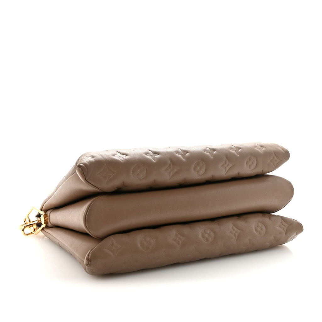 Lambskin Embossed Monogram Coussin MM  Taupe