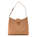 Hammered Calfskin Trifolio Shoulder Bag Sand