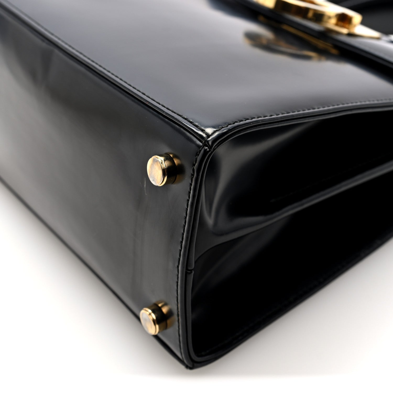 Hammered Calfskin Small Iconic Top Handle Bag Black