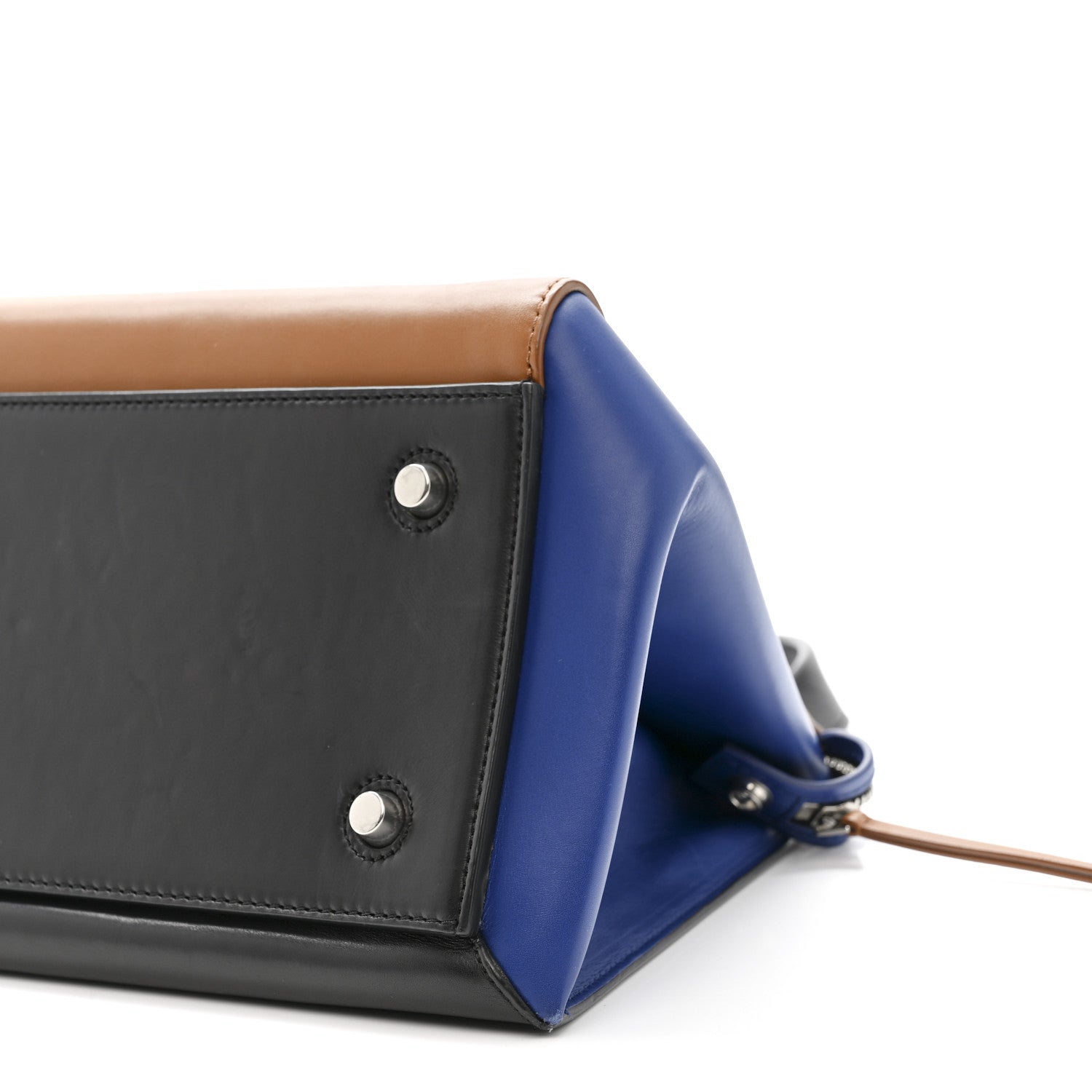 Smooth Calfskin Medium Tri-Color Edge Shoulder Bag Tan