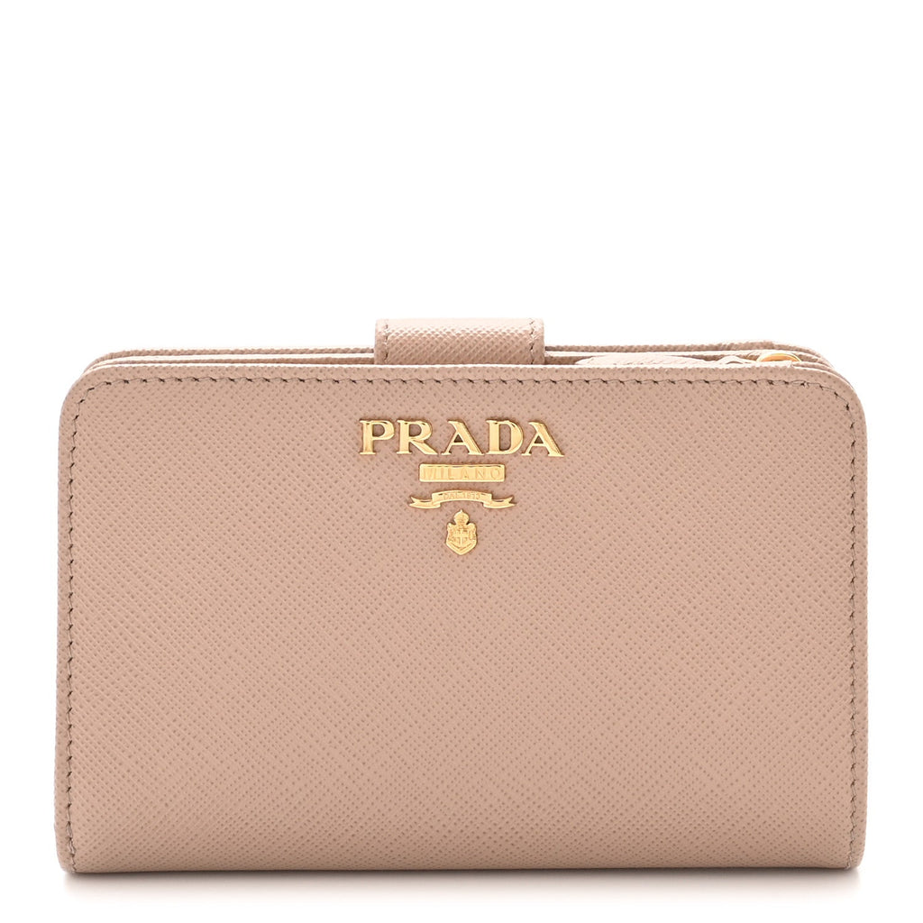 Saffiano Metal Compact Zip Around Wallet Cammeo