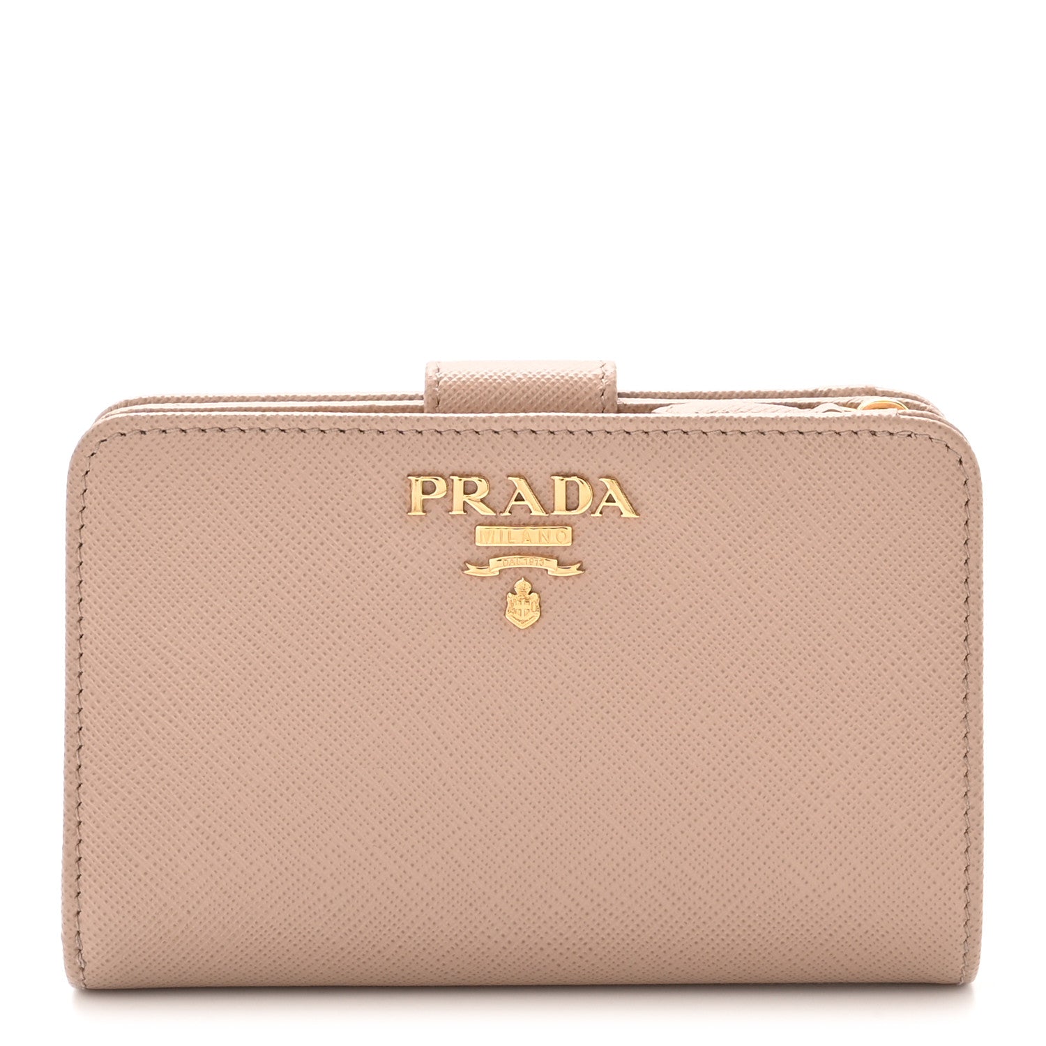 Saffiano Metal Compact Zip Around Wallet Cammeo