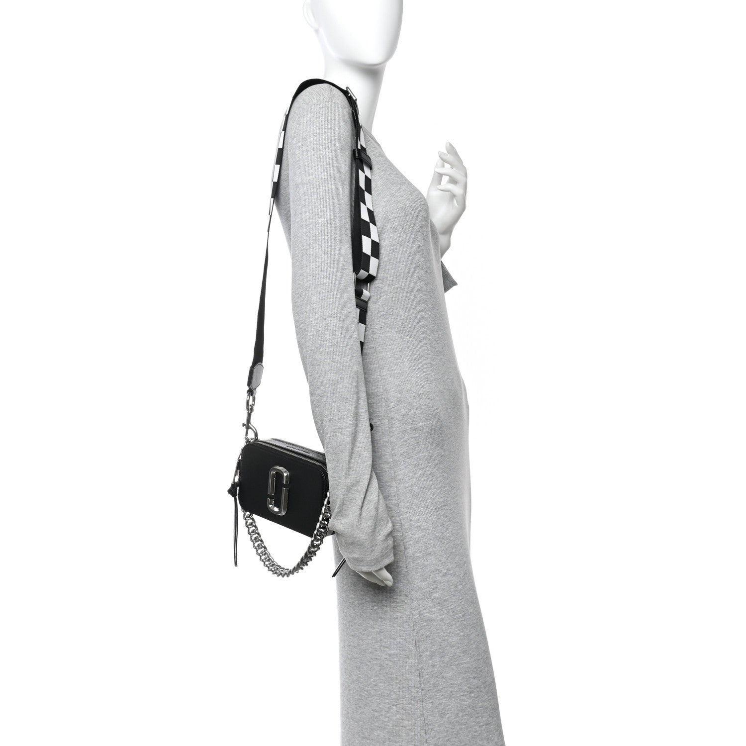 X Bloomingdales 150th Anniversary Saffiano Small Snapshot Camera Bag Black White