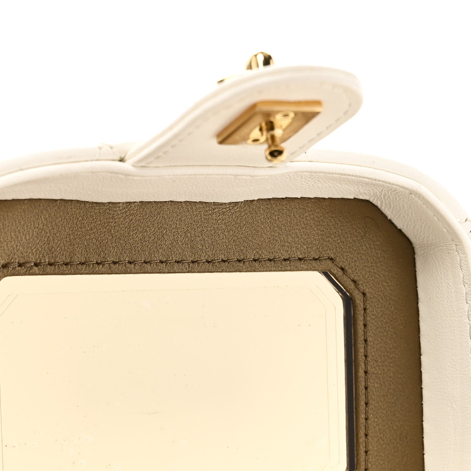 Lambskin Quilted Vanity Clutch With Chain White