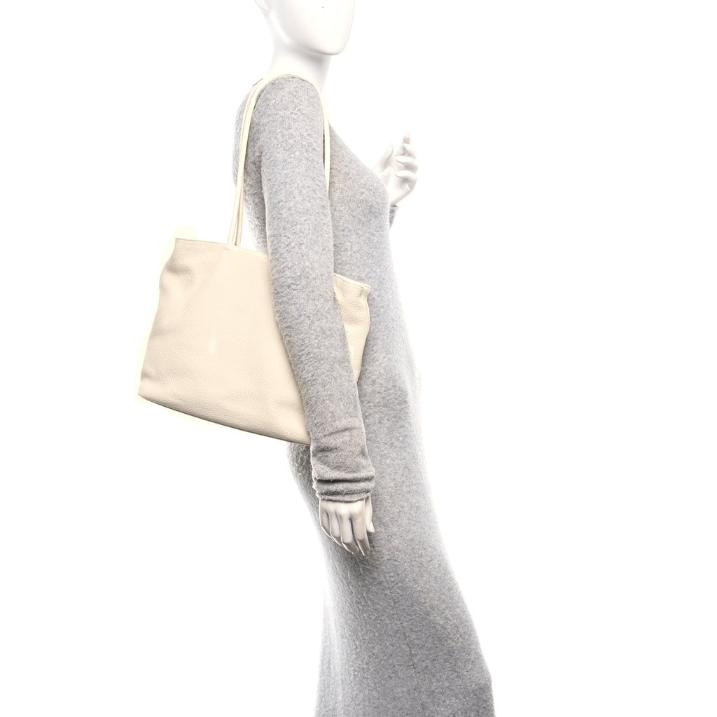 Grained Calfskin Medium Portfolio Tote Ivory