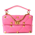 Nappa Large Roman Stud Shoulder Bag Feminine Pink