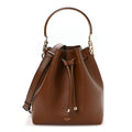 Smooth Shiny Calfskin Bon Bon Bucket Bag Dark Tan