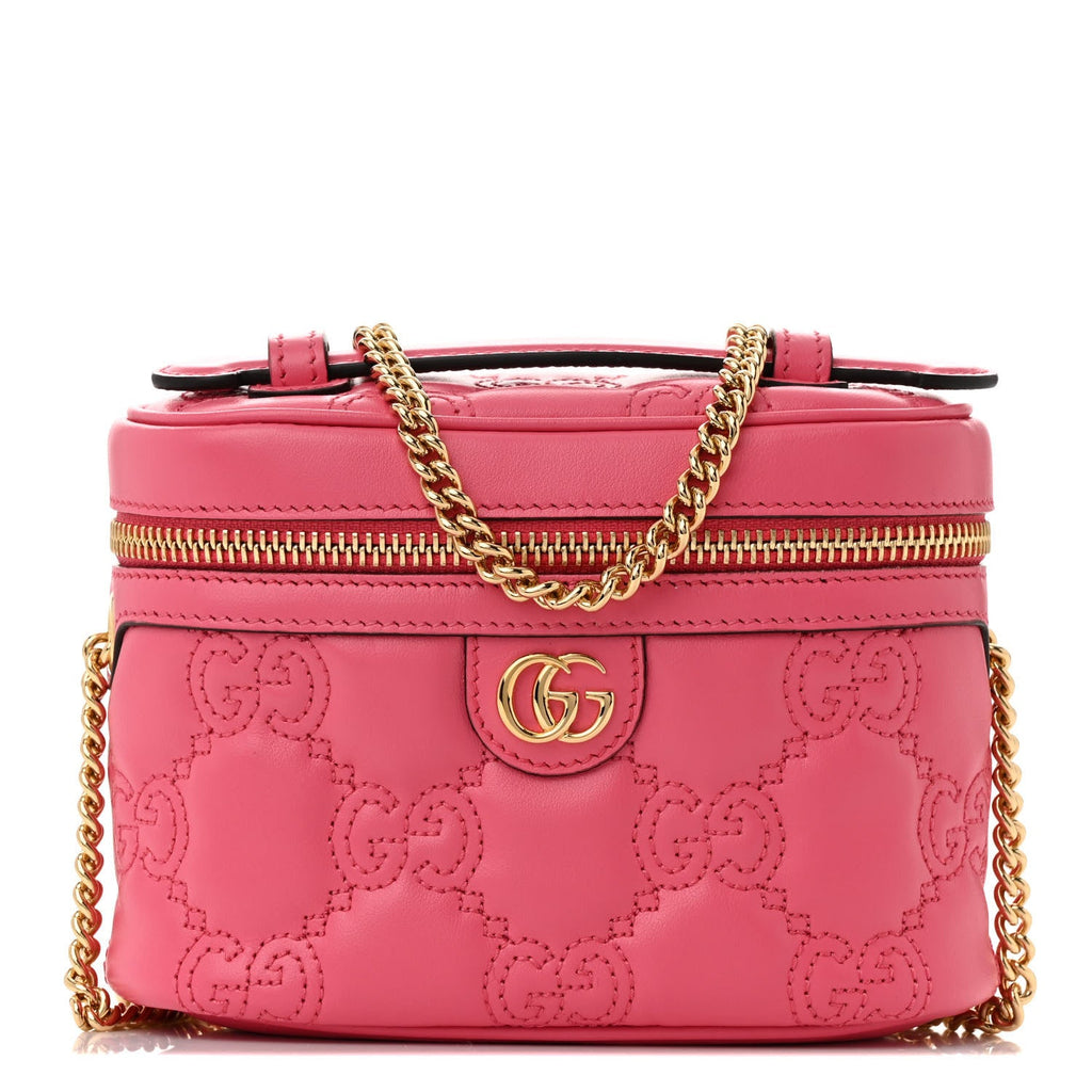 Calfskin GG Matelasse Mini Top Handle Bag Rhodamine Pink