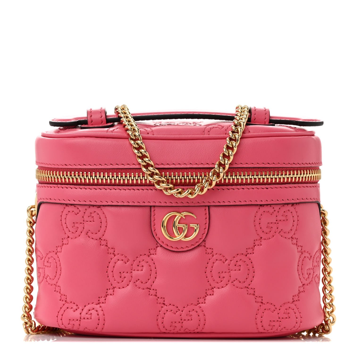 Calfskin GG Matelasse Mini Top Handle Bag Rhodamine Pink