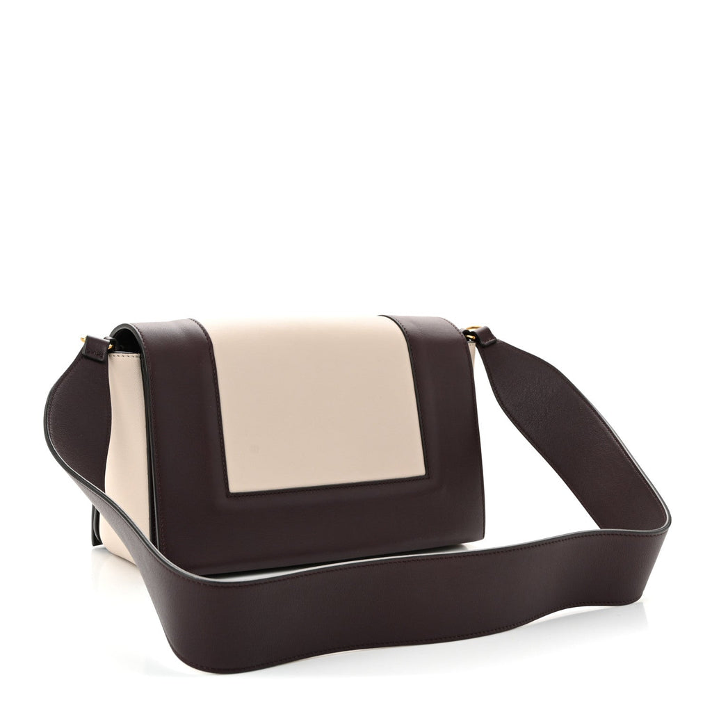 Shiny Smooth Calfskin Medium Frame Shoulder Bag Velvet Desert