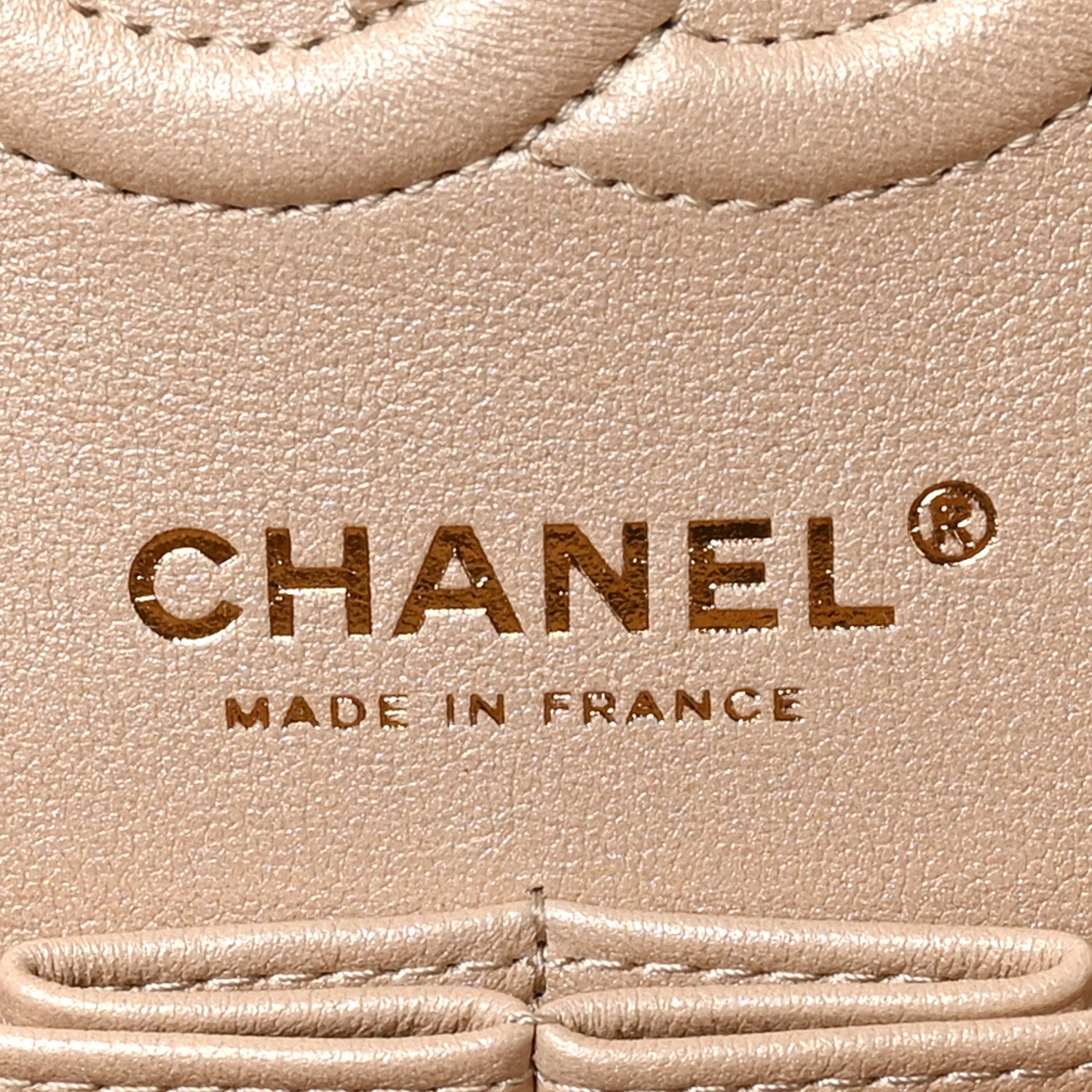 Metallic Caviar Quilted Small Double Flap Beige
