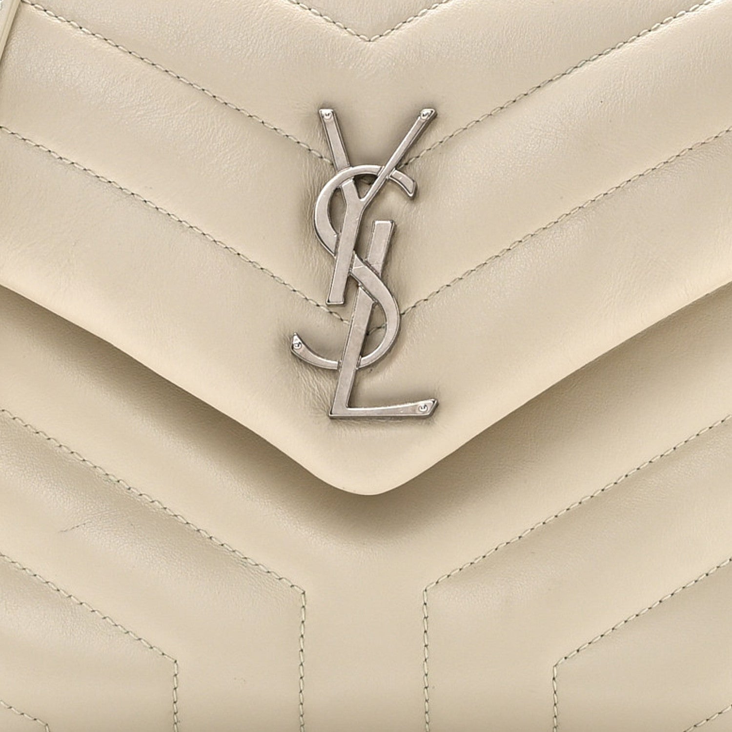 Calfskin Y Quilted Monogram Small Loulou Chain Satchel Ivory