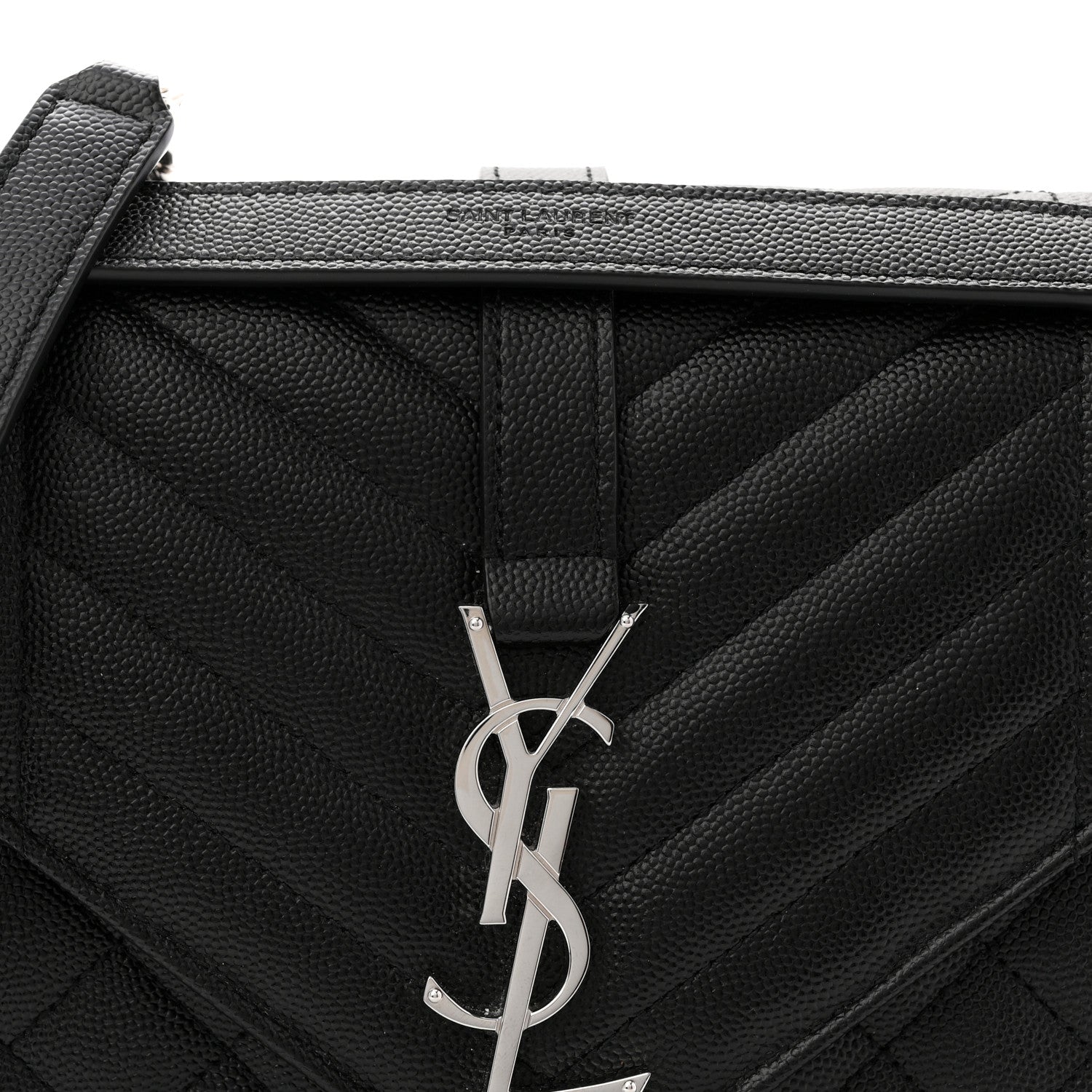 Grain De Poudre Textured Mixed Matelasse Triquilt Medium Monogram Satchel Black
