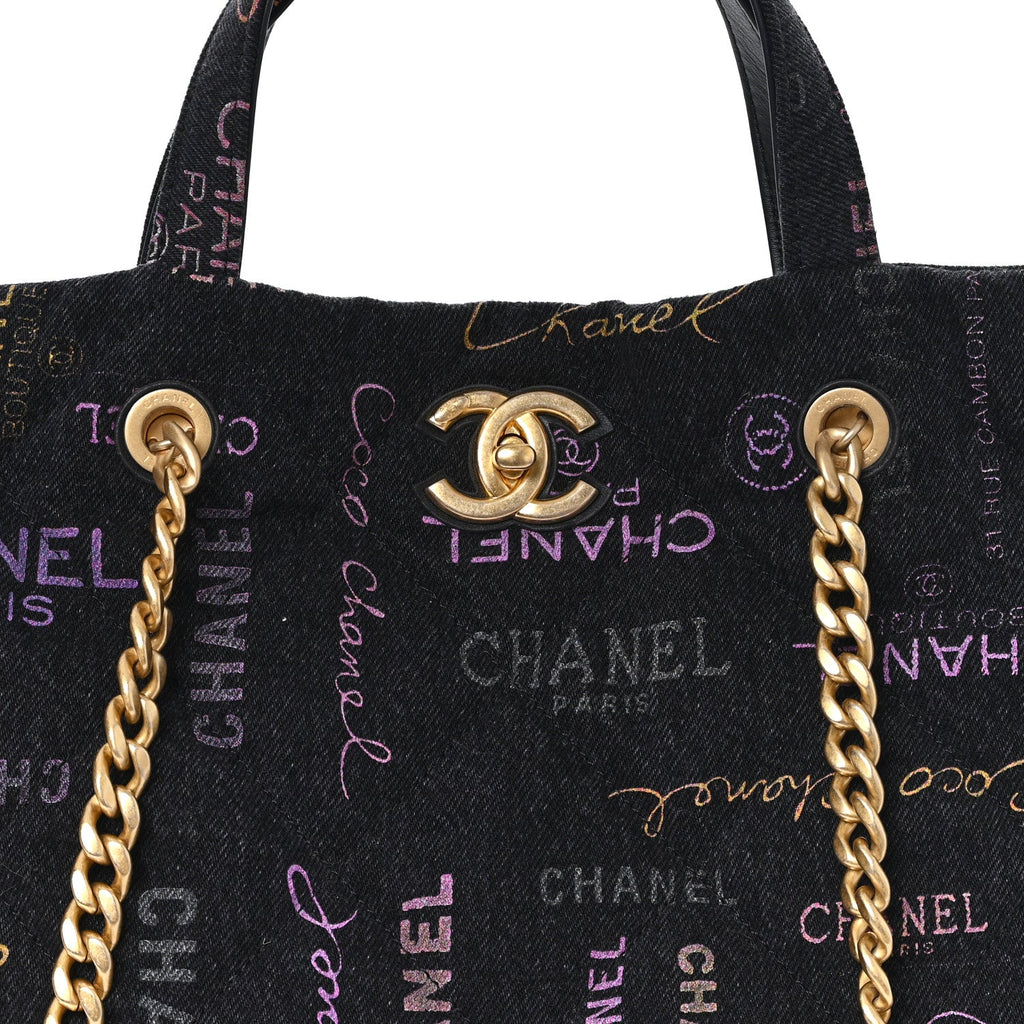 Denim Quilted Denim Mood Maxi Shopping Bag Black Multicolor