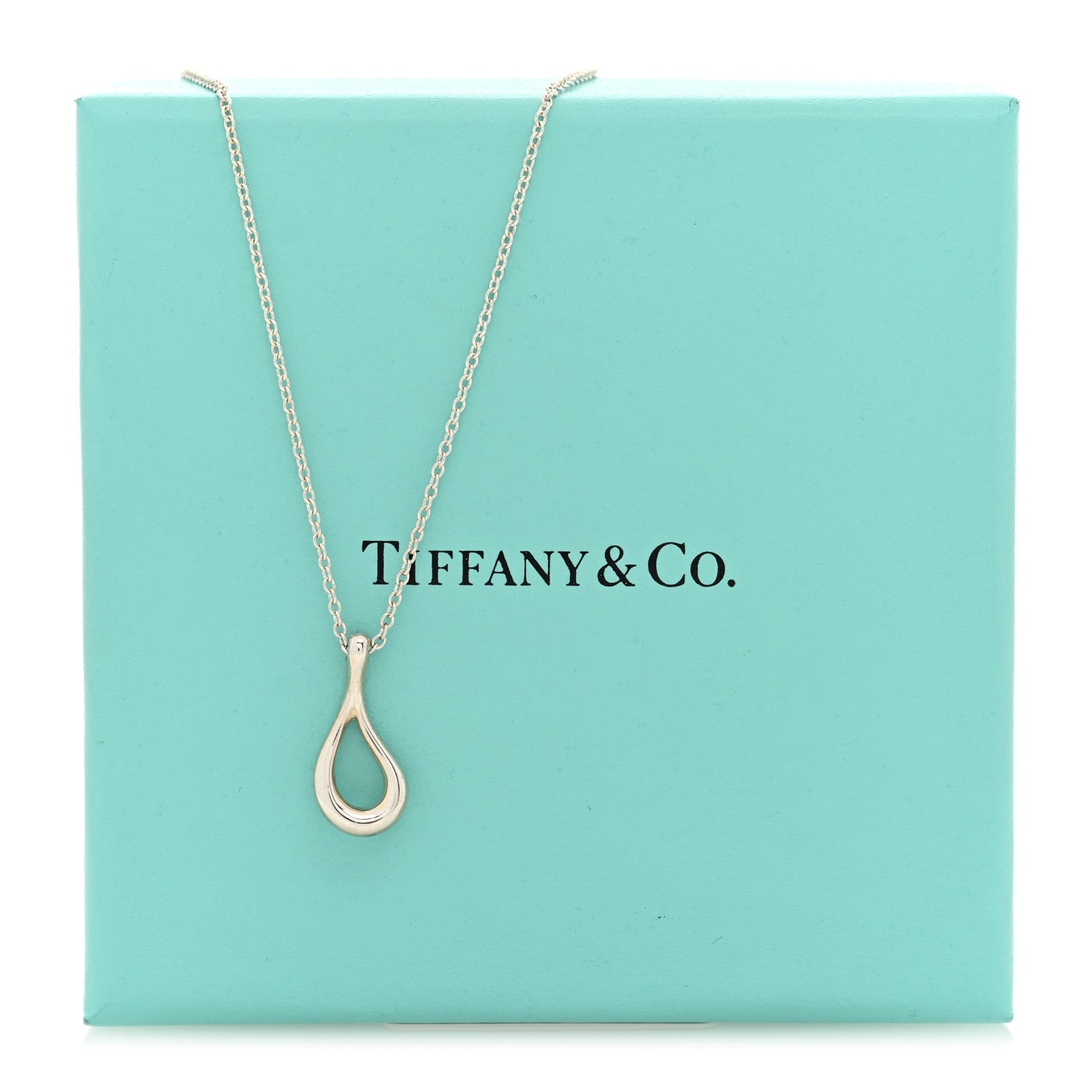 Sterling Silver Elsa Peretti Open Tear Drop Pendant Necklace