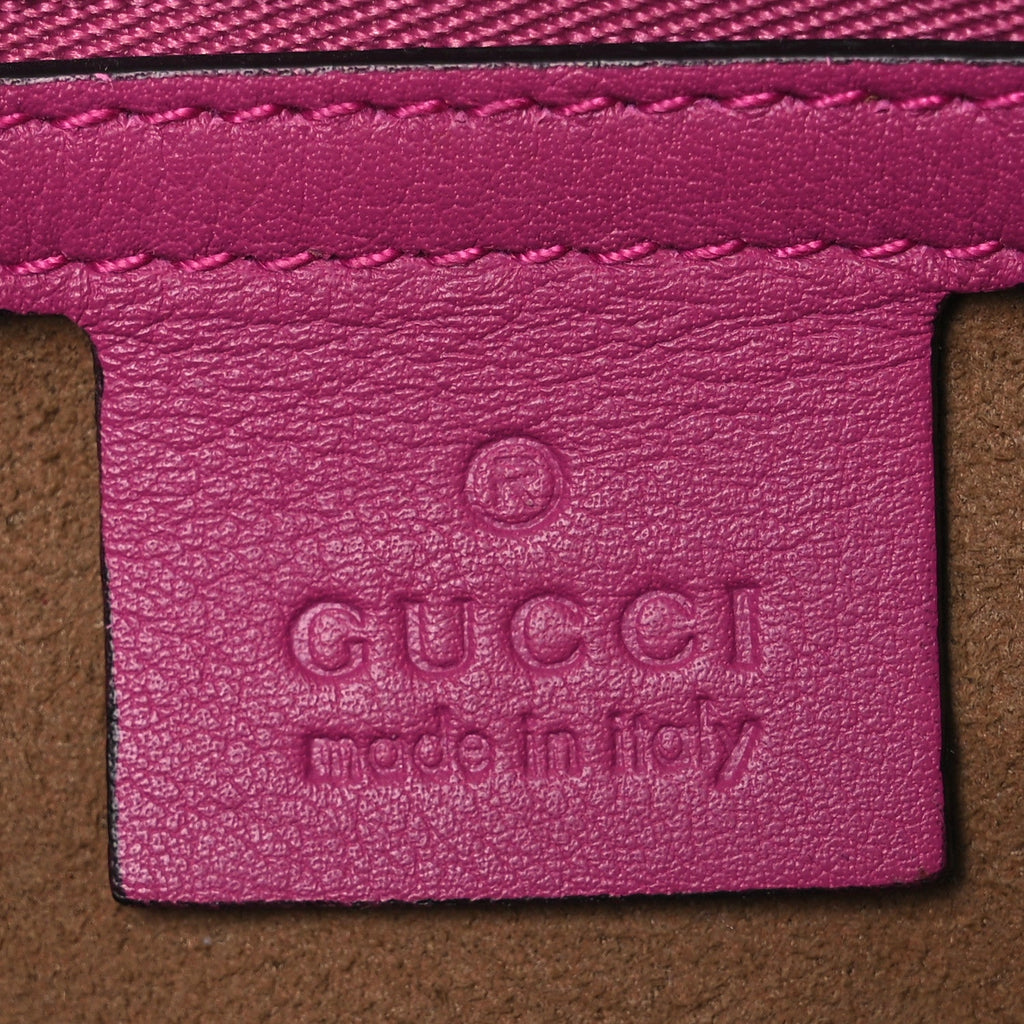 GG Supreme Monogram Moon Calfskin Small Boston Beige Ebony Hibiscus Red New Rosette