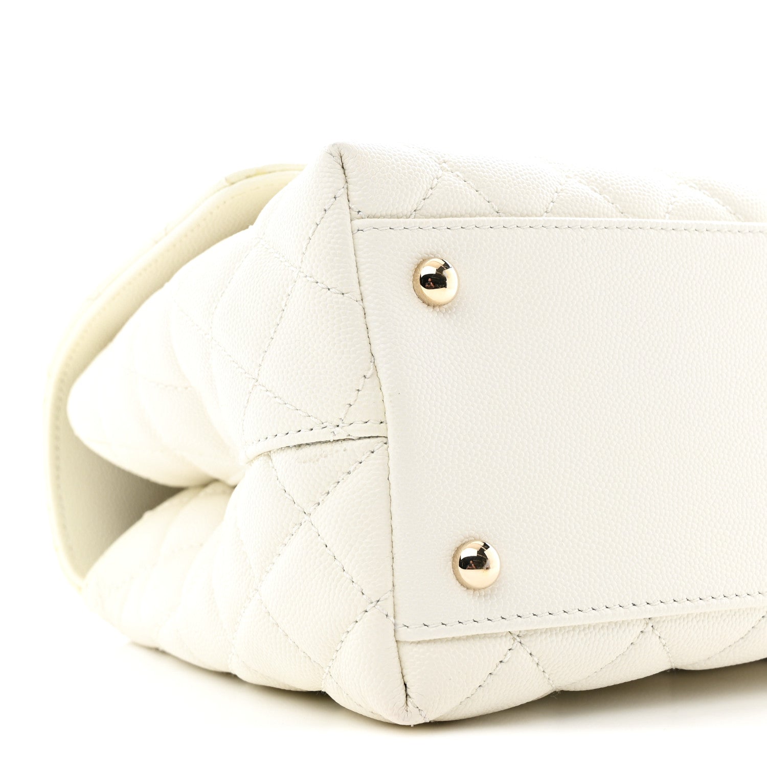 Caviar Quilted Small Coco Handle Flap White
