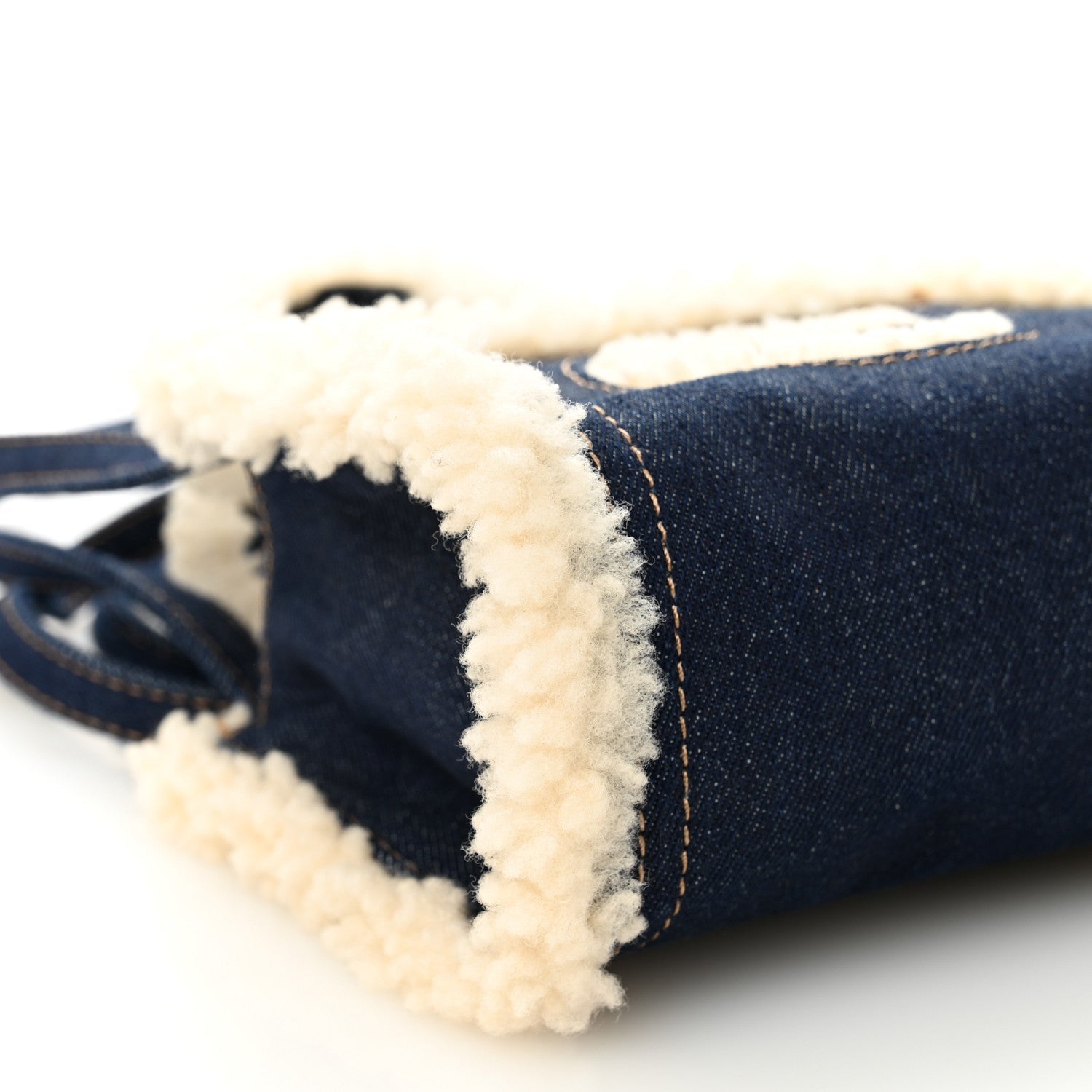 X UGG Denim Shearling Small Shopping Bag Raw Denim