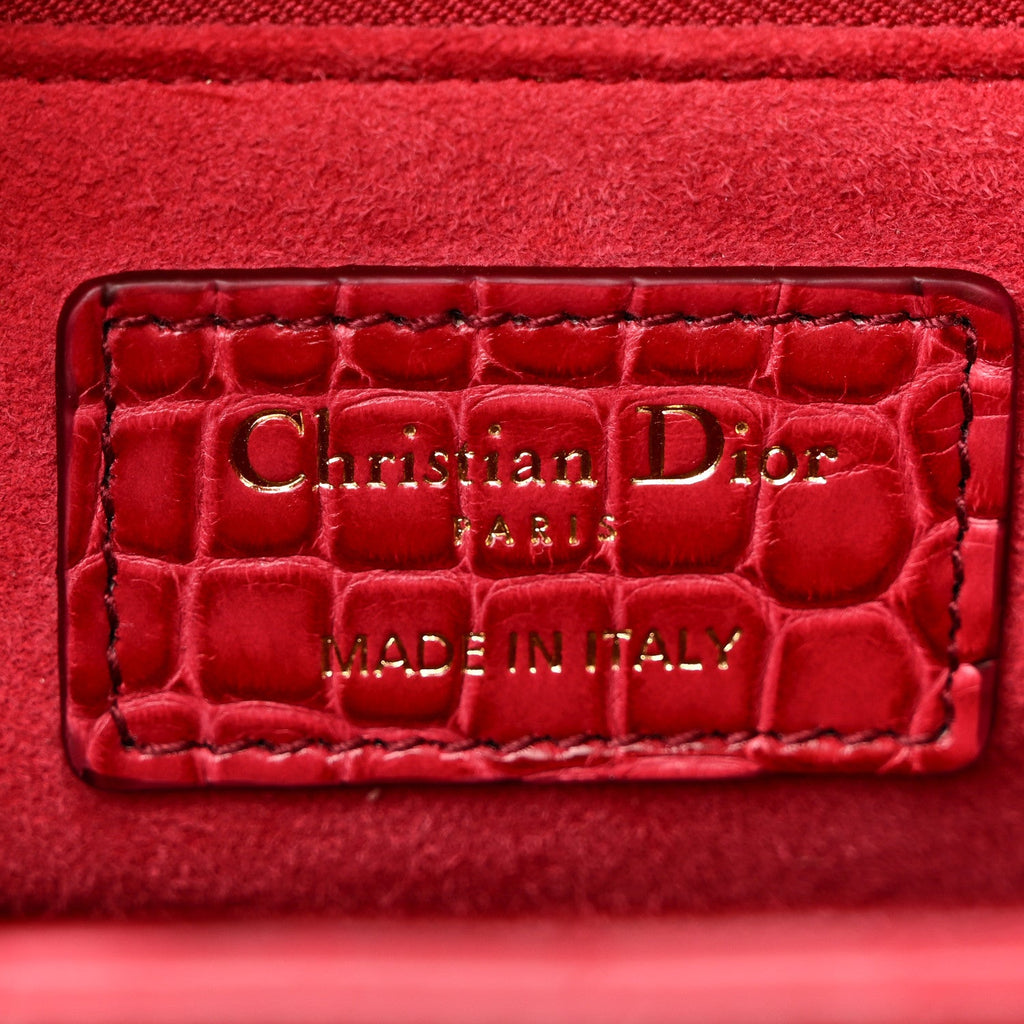 Alligator Gradient Medium Lady Dior Red