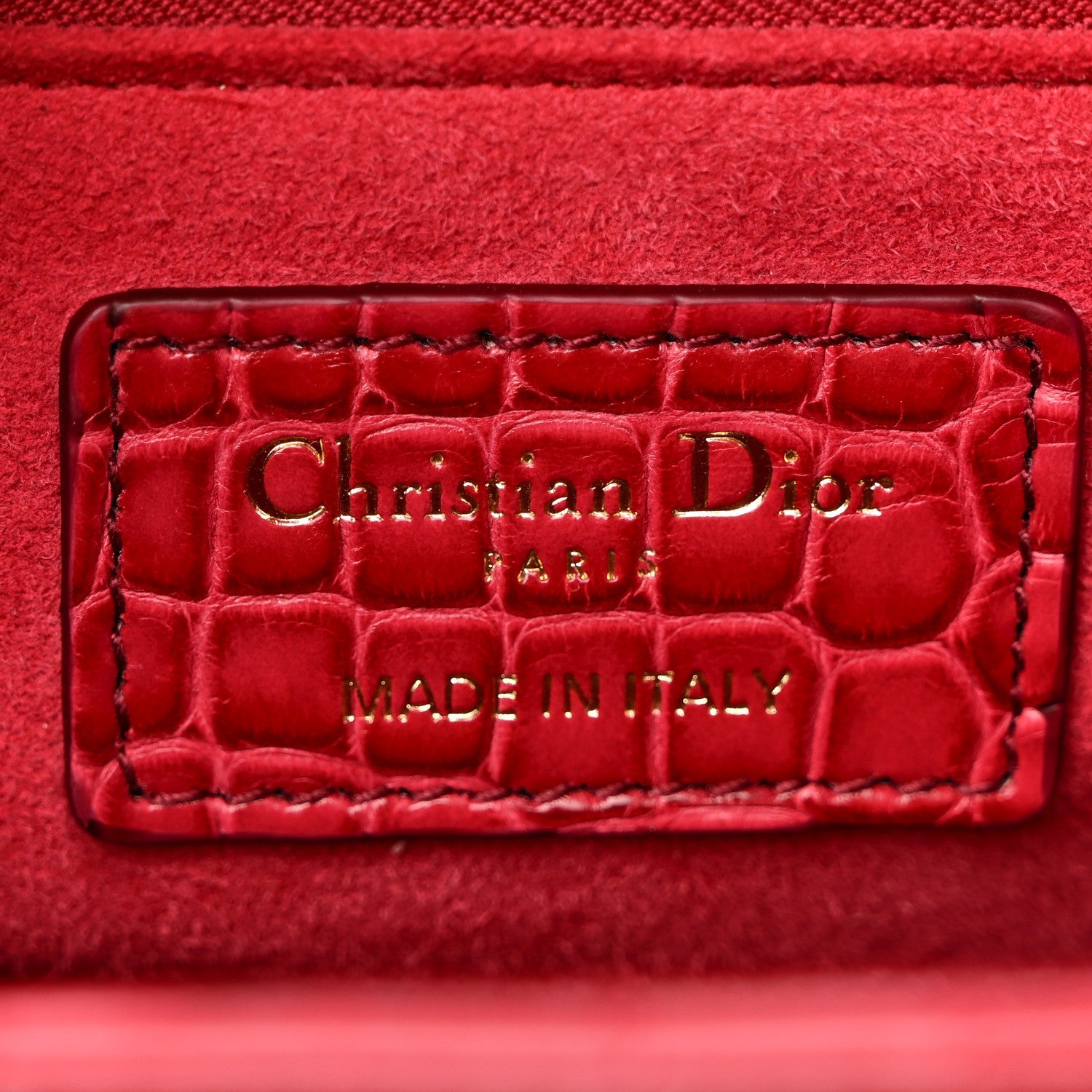 Alligator Gradient Medium Lady Dior Red