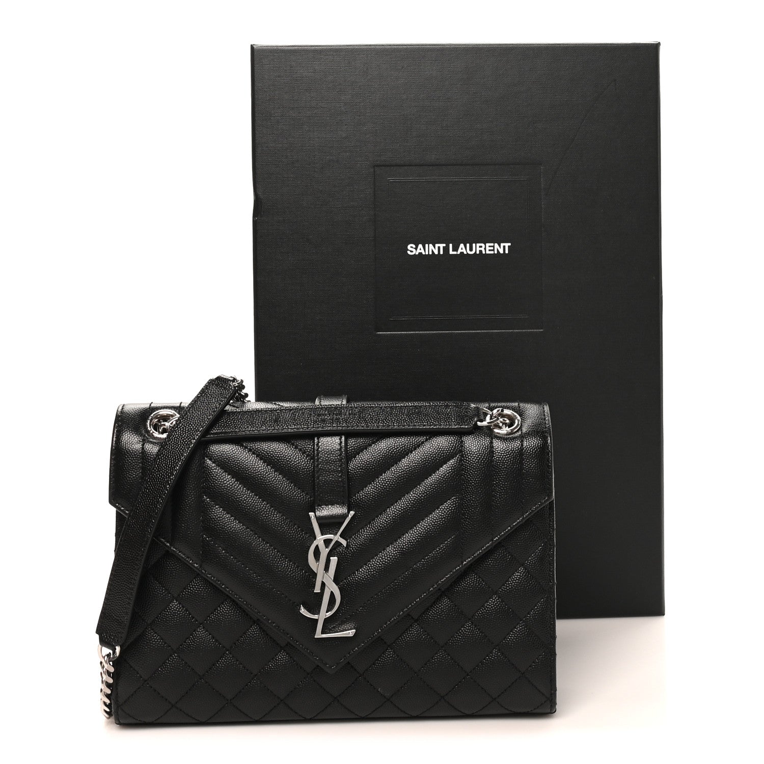 Grain De Poudre Textured Mixed Matelasse Triquilt Medium Monogram Satchel Black
