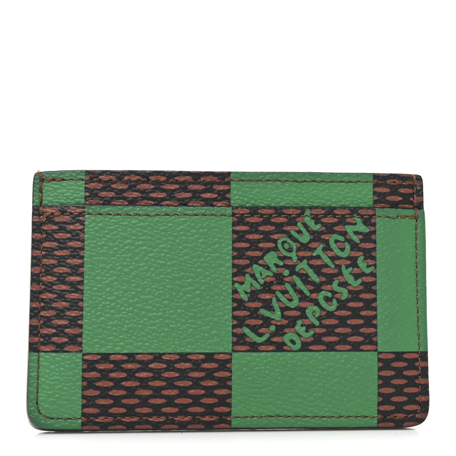 Damier Pop Porte Cartes Simple  Holder Green