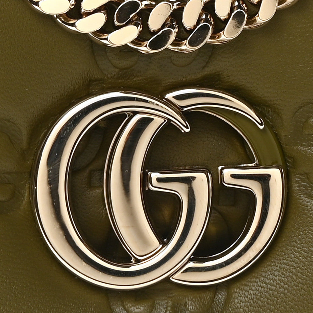 Lambskin Embossed Mini GG Milano Top Handle Shoulder Bag Green