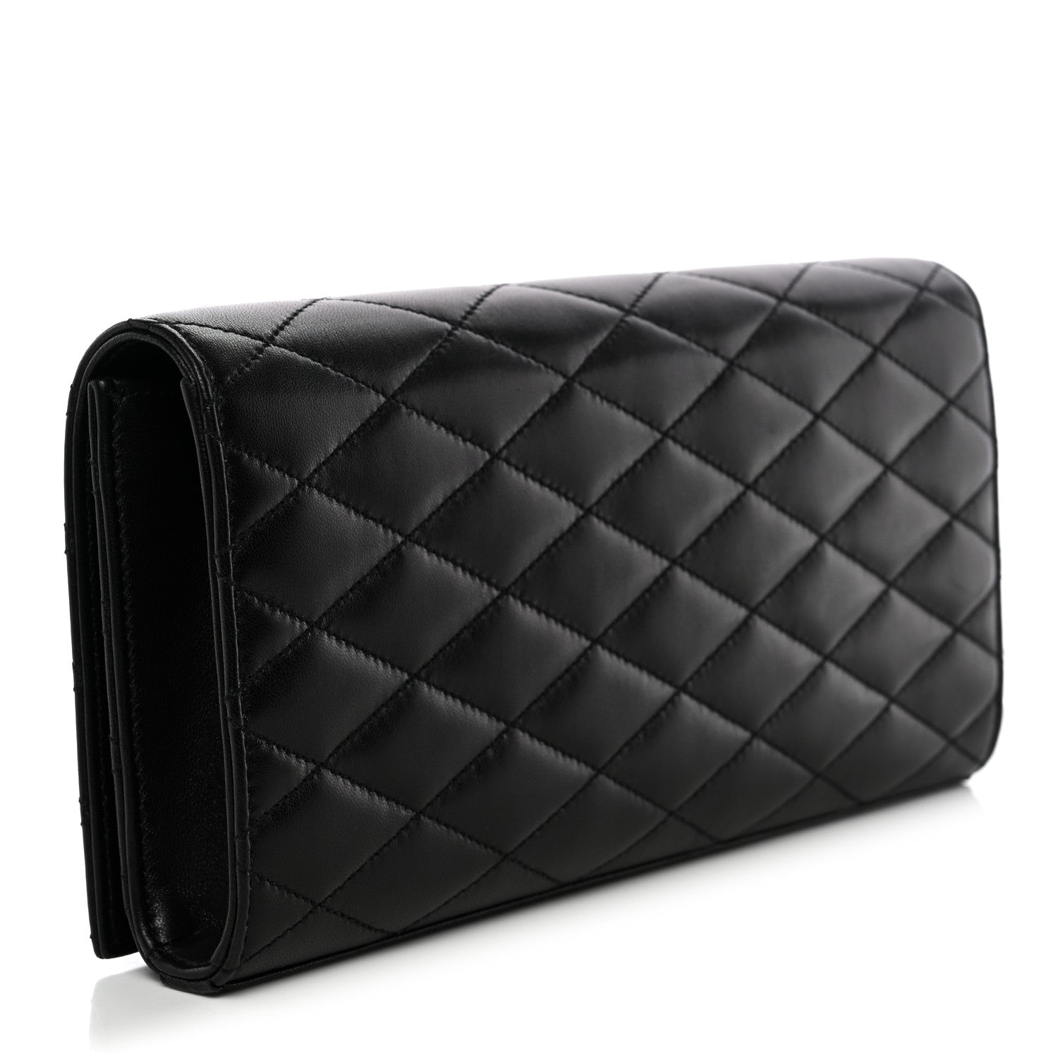 Lambskin Quilted Kate Clutch Black