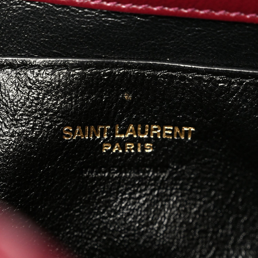 Shiny Calfskin Small Cassandre Chain Pouch Dark Ruby