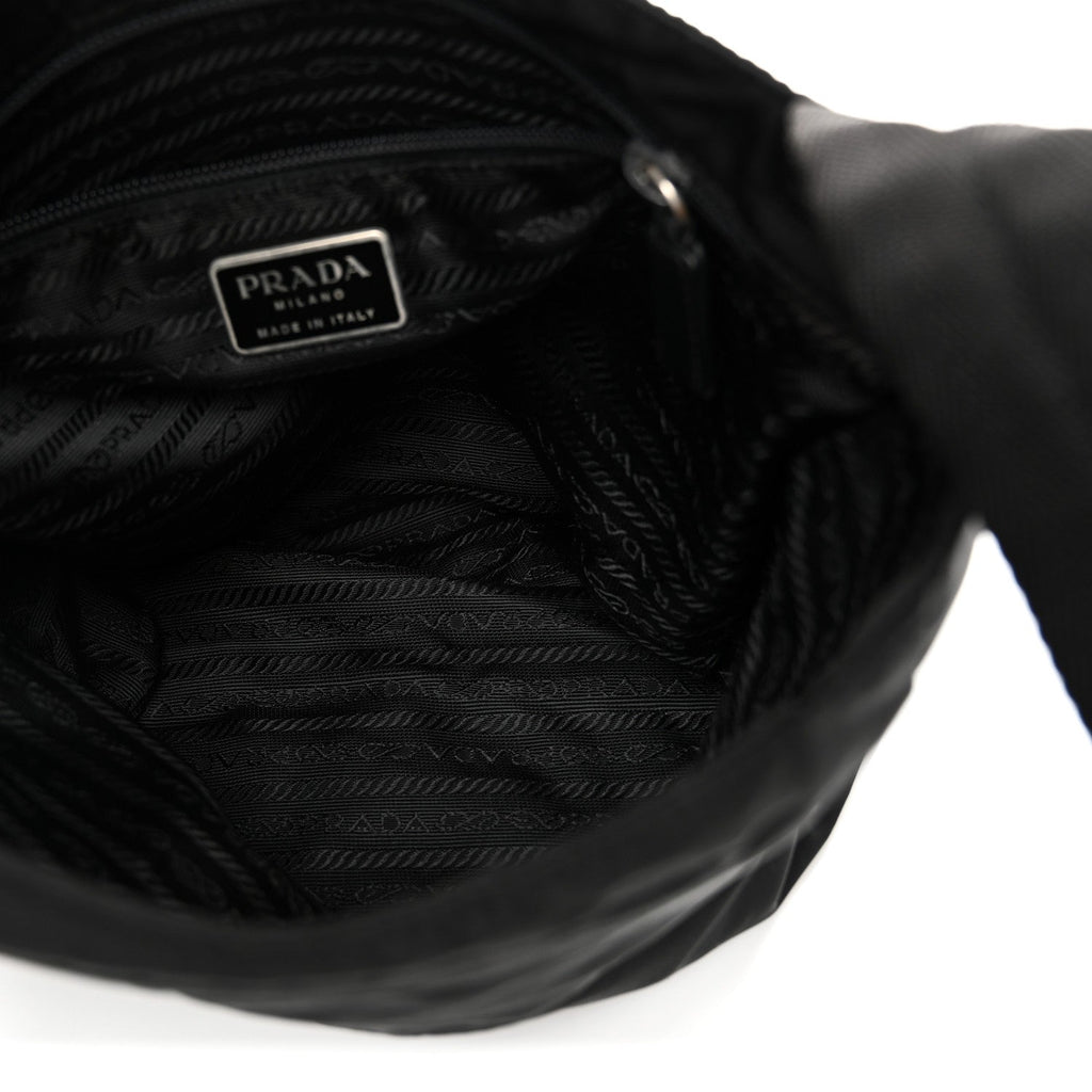 Tessuto Nylon Saffiano Flat Messenger Bag Black