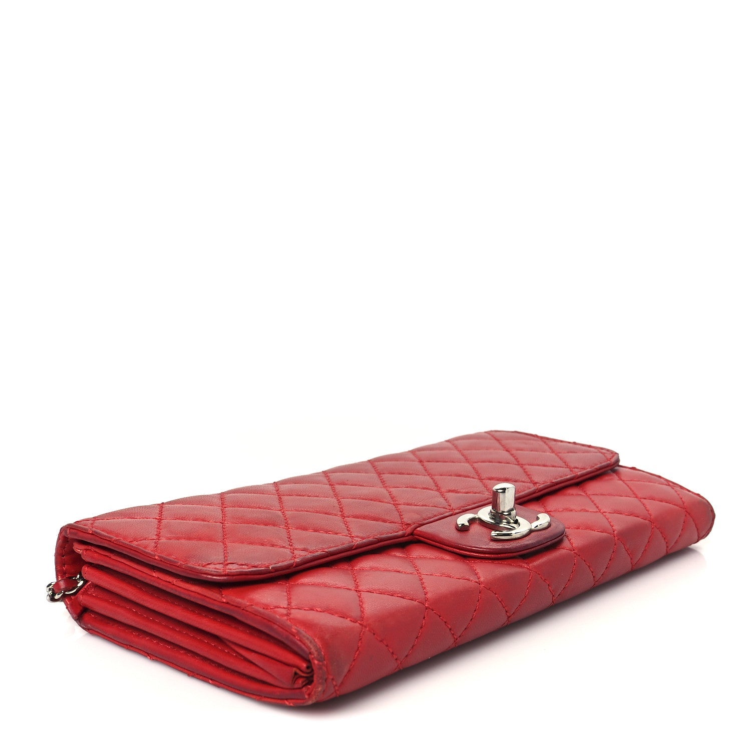 Lambskin Quilted Chain Clutch Flap Red