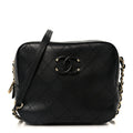 Calfskin Stitched Covered CC Camera Case Bag Black