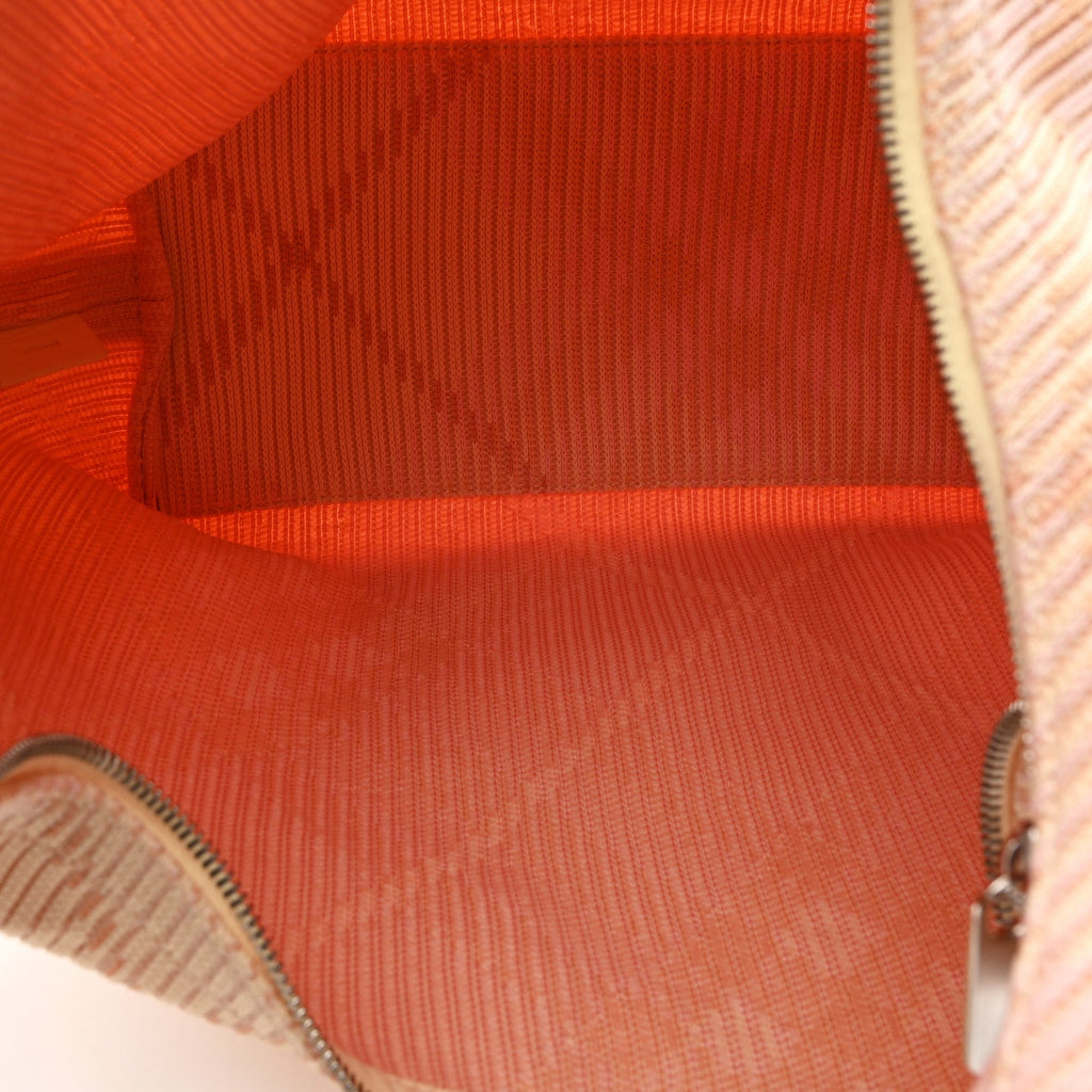 Canvas Knitted Check Medium Peg Duffle Bag Sherbert