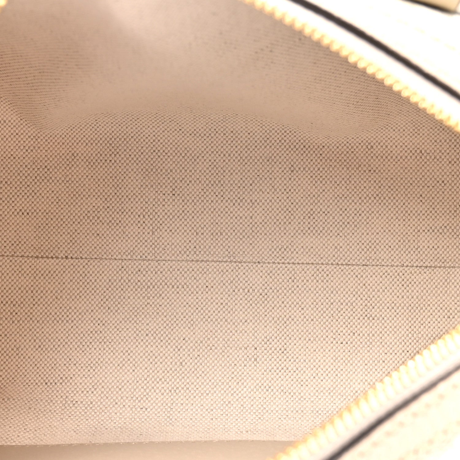 GG Supreme Monogram Textured Dollar Calfskin Web Ophidia Mini Top Handle Bag Beige Mystic White Oatmeal