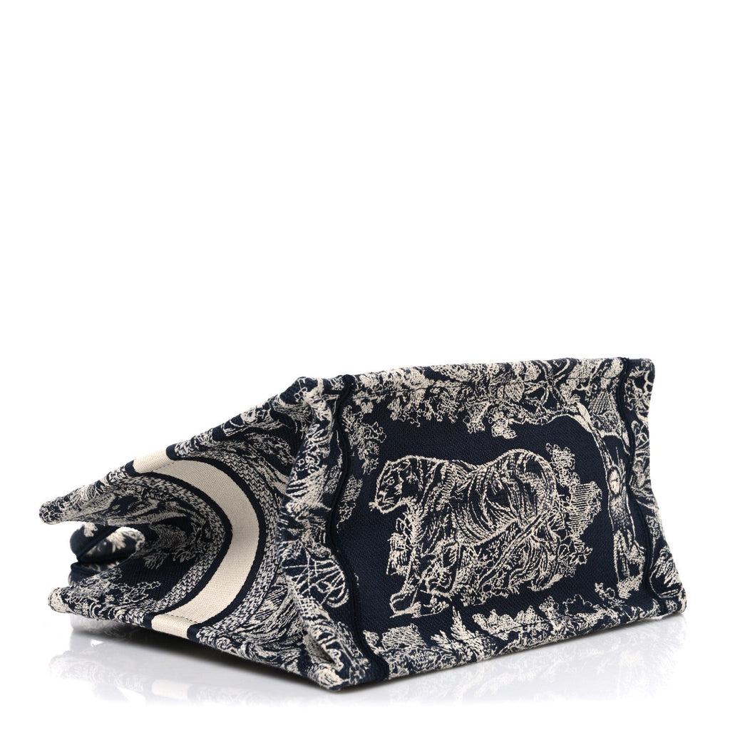 Canvas Embroidered Small Dioriviera Toile De Jouy Book Tote Blue