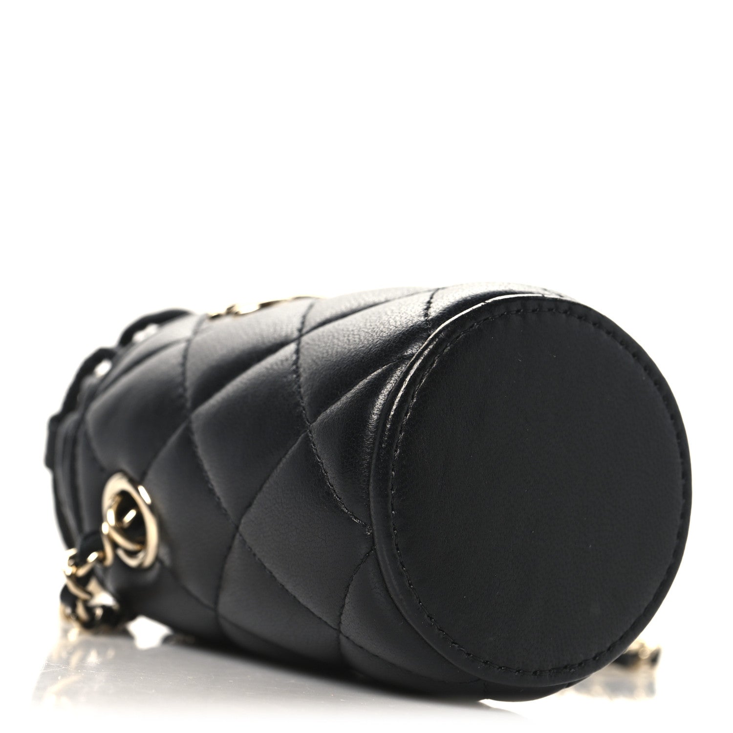 Lambskin Quilted Mini Bucket Bag With Chain Black