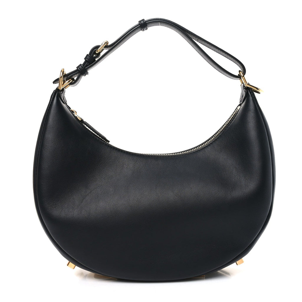 Vitello Grace Matte Small Fendigraphy Hobo Bag Black