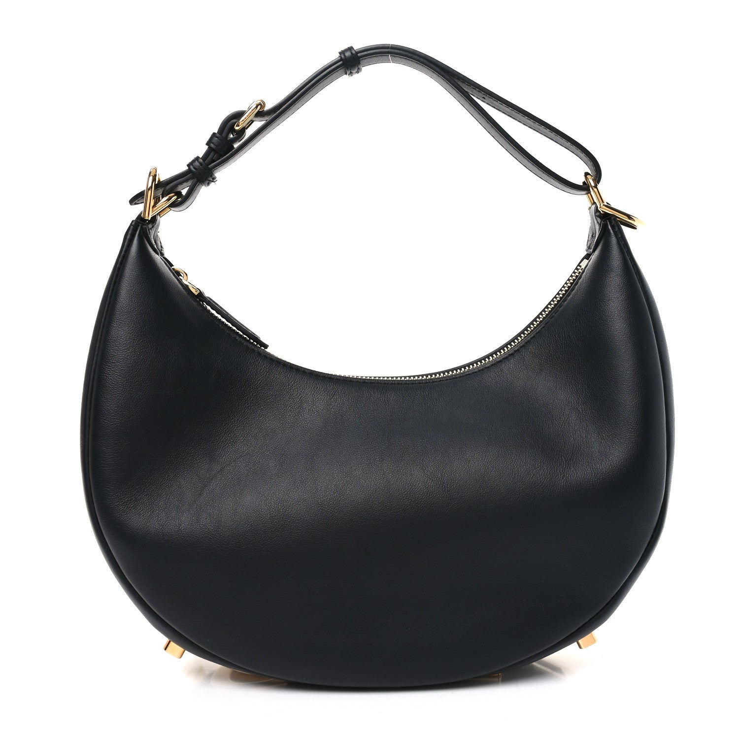 Vitello Grace Matte Small Fendigraphy Hobo Bag Black